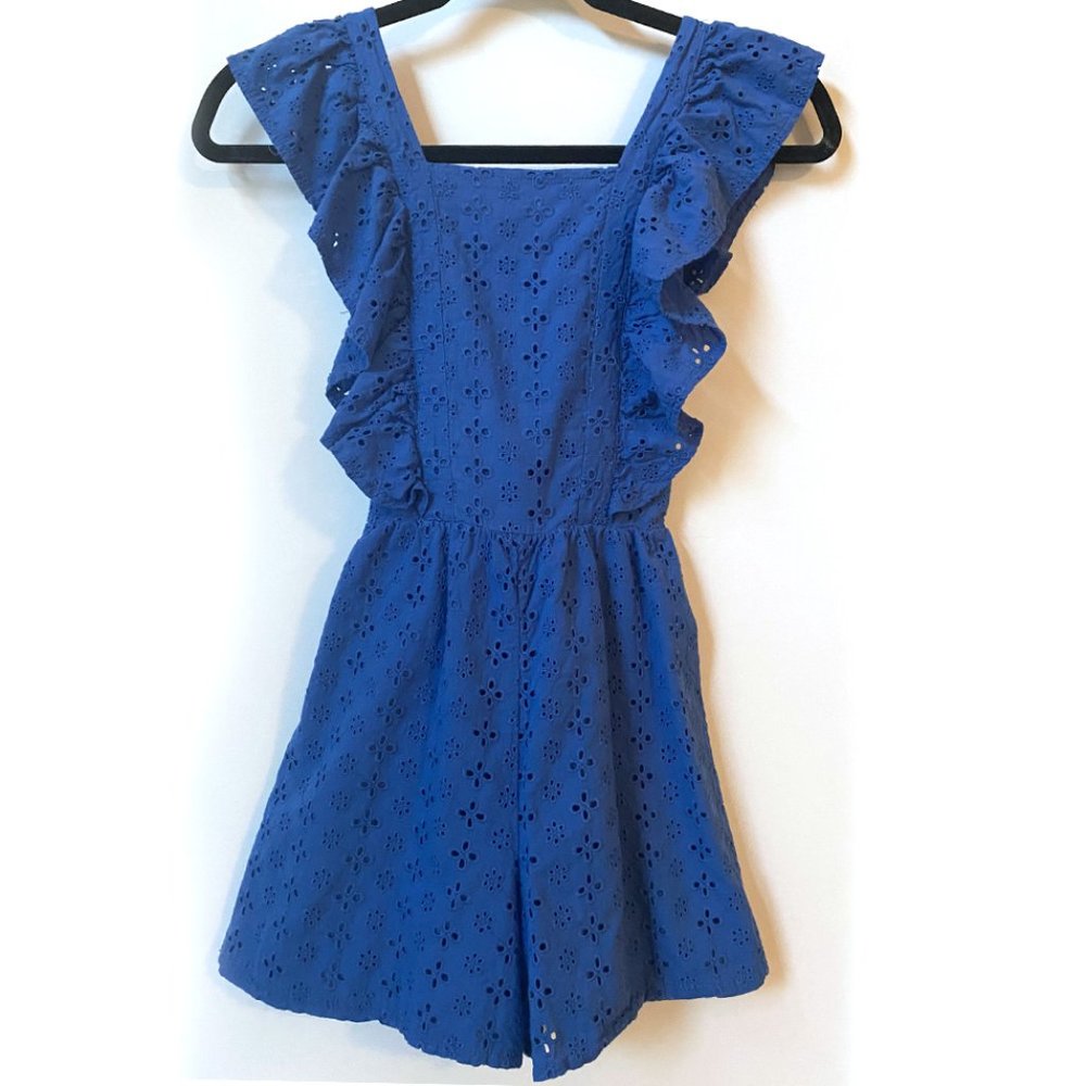 Habitual Royal Blue Eyelet Ruffle One-Piece